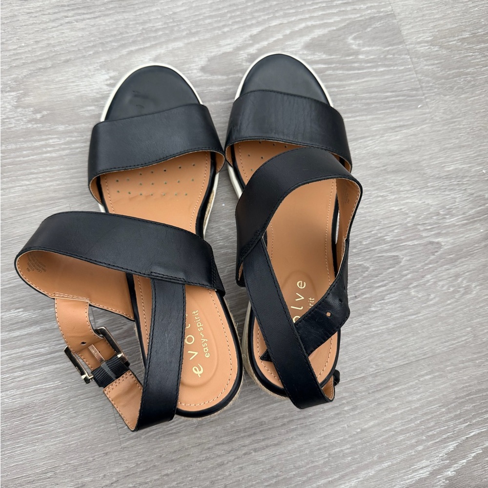 Easy Spirit Sandal Evolve Zen Leather Comfort Espadrille Wedge Sling Back